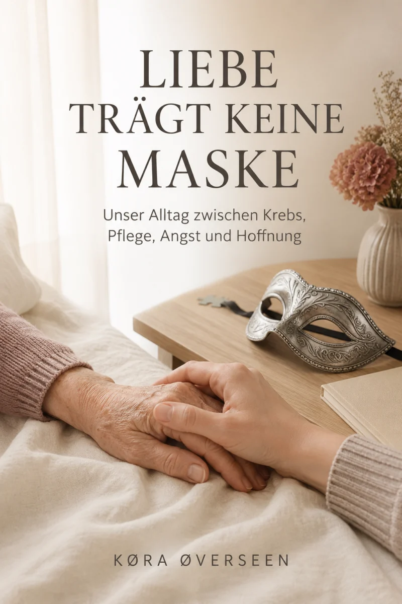 Buchcover Liebe trägt keine Maske – Unser Alltag zwischen Krebs, Pflege, Angst und Hoffnung von KØRA ØVERSEEN
